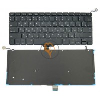Клавіатура для ноутбука Apple MacBook Pro A1278 горизонтальний enter, з підсвіткою, чорна RU