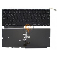 Клавіатура для ноутбука Apple MacBook Pro A1286 горизонтальний enter, з підсвіткою, чорна RU 