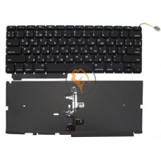 Клавіатура для ноутбука Apple MacBook Pro A1286 горизонтальний enter, з підсвіткою, чорна RU 