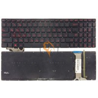 Клавіатура для ноутбука Asus G771, N551 горизонтальний enter, з підсвіткою, чорна RU
