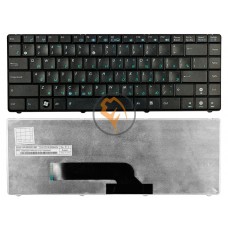 Клавіатура для ноутбука Asus K40, K40AB, K40AC горизонтальний enter, без підсвічування, чорна RU