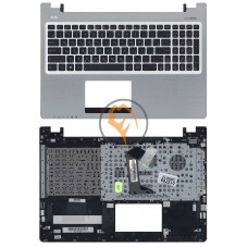 Клавіатура для ноутбука Asus K56 чорна з топ панеллю, срібляста RU