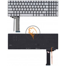 Клавіатура для ноутбука Asus N551 з підсвіткою, без рамки, сіра RU