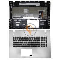 Клавіатура для ноутбука Asus N76V з топ панеллю, з підсвіткою, срібляста RU