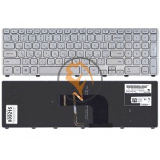 Клавіатура для ноутбука Dell Inspiron 7737 з підсвіткою, срібляста рамка, срібляста RU