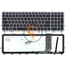 Клавіатура для ноутбука HP Envy 15-j000 з підсвіткою, срібляста рамка, чорна RU
