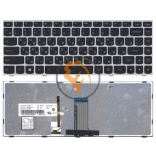 Клавіатура для ноутбука Lenovo IdeaPad FLex 14 з підсвіткою, срібляста рамка, чорна RU