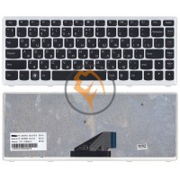 Клавіатура для ноутбука Lenovo IdeaPad U310 чорна біла рамка, RU
