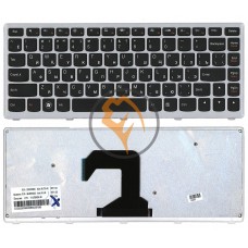 Клавіатура для ноутбука Lenovo IdeaPad U410 срібляста рамка, чорна RU
