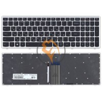Клавіатура для ноутбука Lenovo IdeaPad U510 Z710 з підсвіткою, срібляста рамка, чорна RU