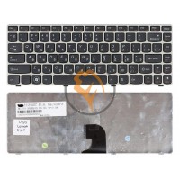 Клавіатура для ноутбука Lenovo IdeaPad Z360 срібляста рамка, чорна RU