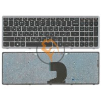 Клавіатура для ноутбука Lenovo Ideapad Z500 сіра рамка, чорна RU