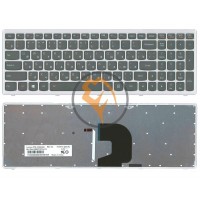 Клавіатура для ноутбука Lenovo Ideapad Z500 з підсвіткою, сіра рамка, чорна RU