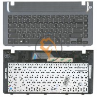 Клавіатура для ноутбука Samsung 355V4C-S01 чорна з топ панеллю, сіра RU