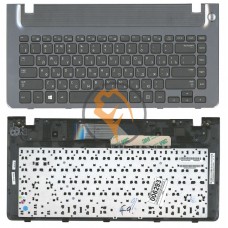 Клавіатура для ноутбука Samsung 355V4C-S01 чорна з топ панеллю, сіра RU
