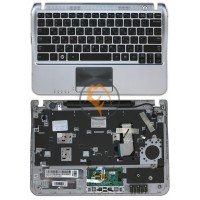 Клавіатура для ноутбука Samsung NF310 чорна з топ панеллю, срібляста RU