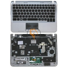 Клавіатура для ноутбука Samsung NF310 чорна з топ панеллю, срібляста RU