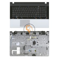 Клавіатура для ноутбука Samsung NP305E7A чорна з топ панеллю, срібляста RU