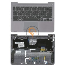 Клавіатура для ноутбука Samsung NP530U3B чорна з топ панеллю, сіра RU