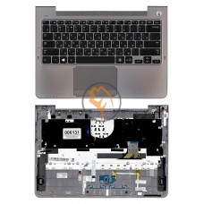 Клавіатура для ноутбука Samsung NP535U3C чорна з топ панеллю, срібляста RU