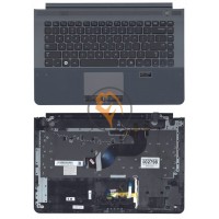Клавіатура для ноутбука Samsung RC420 чорна з топ панеллю, сіра RU