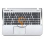 Клавіатура для ноутбука Samsung SF310 чорна з топ панеллю, срібляста RU