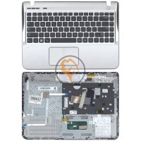Клавіатура для ноутбука Samsung SF310 чорна з топ панеллю, срібляста RU