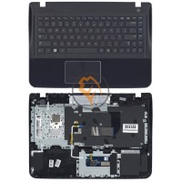 Клавіатура для ноутбука Samsung SF411 чорна з топ панеллю, синяя RU