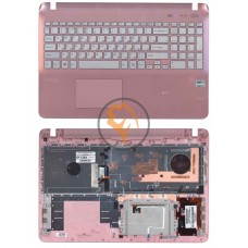 Клавіатура для ноутбука Sony FIT 15 SVF15 рожева з топ панеллю, сіра RU
