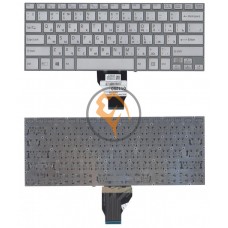 Клавіатура для ноутбука Sony Vaio Fit 14E з підсвіткою, без рамки, срібляста RU