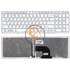 Клавіатура для ноутбука Sony Vaio SVE15 з підсвіткою, біла рамка, біла RU