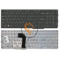 Клавіатура для ноутбука Sony Vaio SVS15 з підсвіткою, без рамки, горизонтальний enter, чорна RU