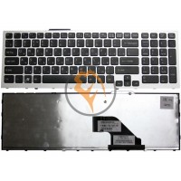 Клавіатура для ноутбука Sony Vaio VPC-F11 срібляста рамка, чорна RU