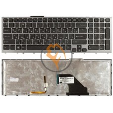 Клавіатура для ноутбука Sony Vaio VPC-F11 з підсвіткою, сіра рамка, чорна RU