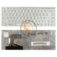 Клавіатура для ноутбука Sony Vaio VPC-S біла, срібляста рамка, RU