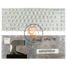 Клавіатура для ноутбука Sony Vaio VPC-S біла, срібляста рамка, RU