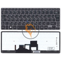 Клавіатура для ноутбука Toshiba Portege Z30 з підсвіткою, сіра рамка, чорна RU