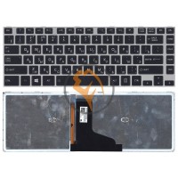 Клавіатура для ноутбука Toshiba Satellite M40T з підсвіткою, сіра рамка, чорна RU