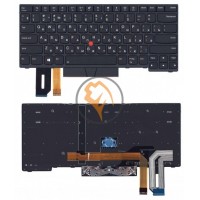 Клавіатура для ноутбука Lenovo ThinkPad E480 горизонтальний Enter, чорна рамка, чорна RU