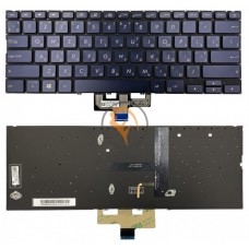 Клавіатура для ноутбука Asus ZenBook UX433FA з підсвіткою без рамки Blue RU