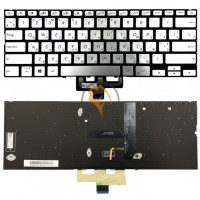 Клавіатура для ноутбука Asus ZenBook UX433FA з підсвіткою без рамки silver RU