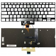 Клавіатура для ноутбука Asus ZenBook UX433FA з підсвіткою без рамки silver RU